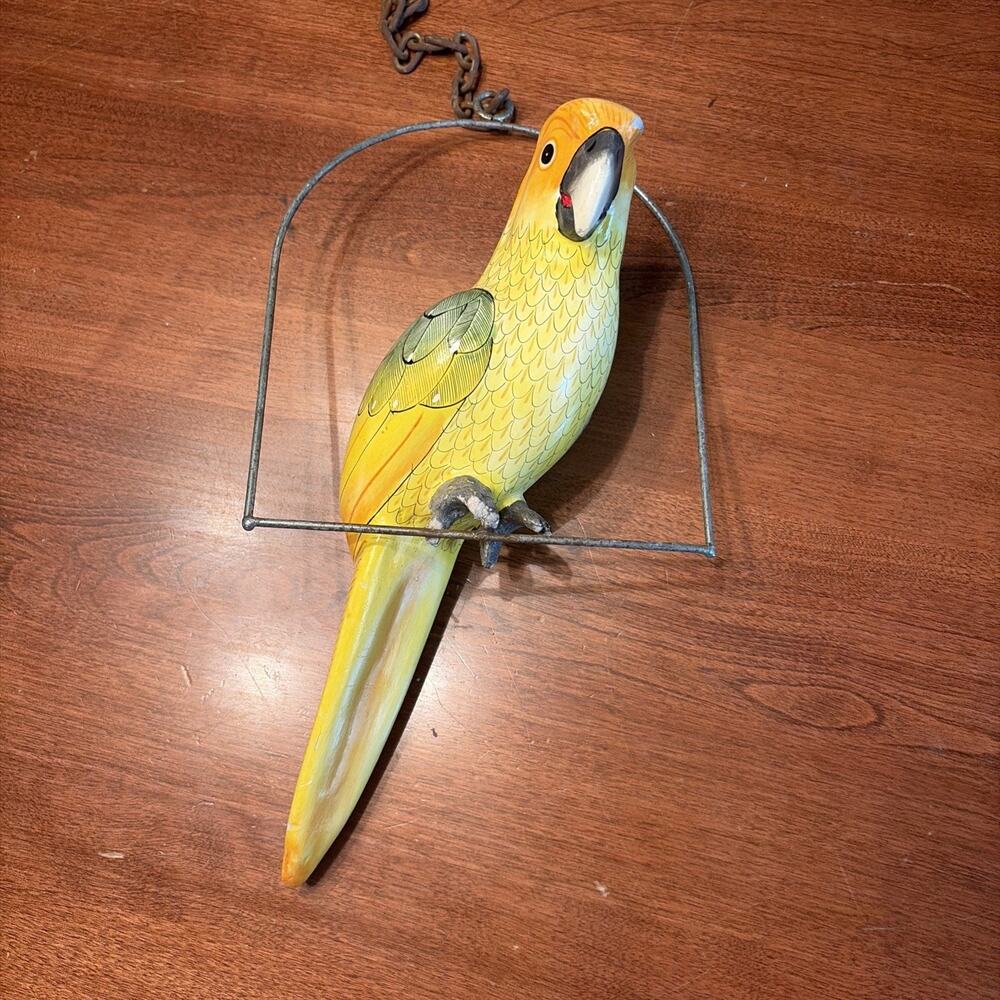 Vintage Tonala Mexican Folk Art Paper Mache Parrots 24" NOT PERFECT